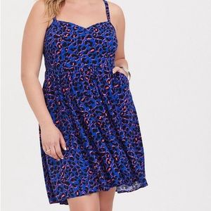 Torrid Blue and Pink Leopard Challis Hilo Dress - 2X